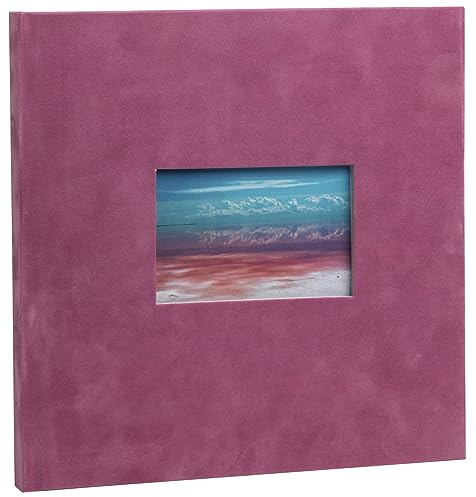 Exacompta - Ref. 16359E – Fotoalbum Skandi – 60 Fotos – 30 weiße Seiten – Format 25 x 25 cm – Einband in Samt-Optik altrosa – Personalisierungsfenster mit visuellem Urlaubslandschaft