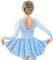 DANSHOW Kinder Ballettkleidung Mädchen Tanzkleider Mädchen Lange Ärmel Balletttrikot Ballettanzug Tanzkleid mit Chiffonrock(40421-01AY-M)