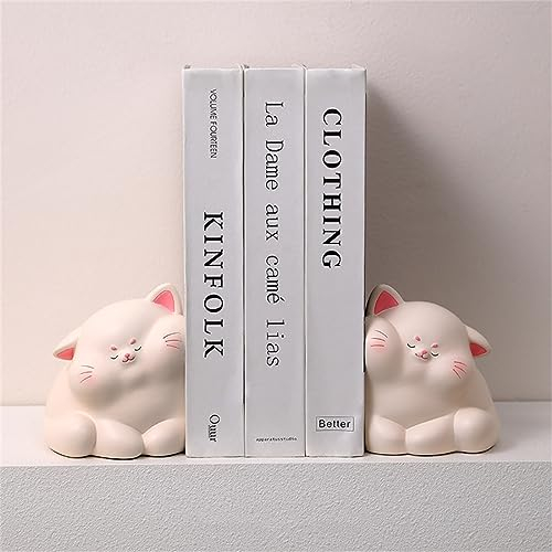 EsportsMJJ Schöne Cartoon-Buchstützen mit Tieren, dekorative Buchstützen für Schreibtisch, Büro, Zuhause, Regal-Ornamente – Katze