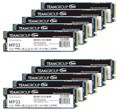 TEAMGROUP MP33 512GB 10 Pack SLC Cache 3D NAND TLC NVMe 1.3 PCIe Gen3x4 M.2 2280 Internal Solid State Drive SSD (Read/Write 1,700/1,400 MB/s) Compatible with Laptop & PC Desktop TM8FP6512G0C1P2