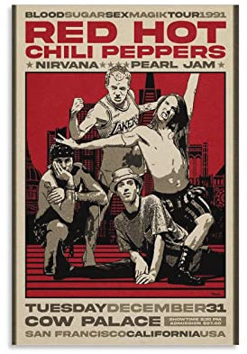 SECOLI Red Hot Chili Peppers (1991) Konzertposter, modisches Poster, dekoratives Gemälde, Leinwand, Wandkunst, Wohnzimmer, Poster, Schlafzimmer, Gemälde, 30 x 45 cm