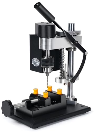 Miniatur Standbohrmaschine 250W Leistung Tischbohrmaschine Bohrhub 40mm 7 Gang Einstellbare Geschwindigkeit Ständerbohrmaschine zum Direkten Bohren von Metall, Holz, etc.