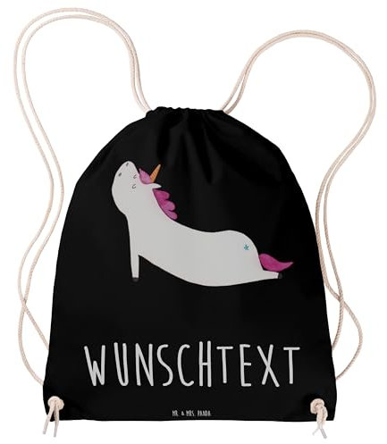 Mr. & Mrs. Panda Personalisierter Rucksack Einhorn Yoga - Personalisierte Geschenke, Tasche, Einhörner, Sport, Lustig, mit Namen, Yogamatte, Turnbeutel personalisiert, Unicorn, Jutebeutel