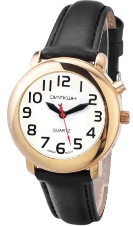 QIATKWH Español Reloj de Voz para Ciegos, discapacitados visuales o Ancianos,Classic Belt Design,Tamaño Femenino