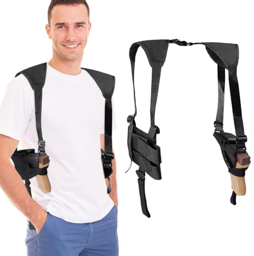Joycabin Schulterholster Pistolenholster Holster Waffenholster Verdeckte Waffenholster Verstellbare Schlinge mit Zwei Magazintaschen für die Meisten Pistolen