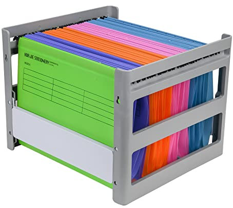 Fc Size Grey Plastic Hanging Folder Shelf, Outer Frame: (Fc：42.5×32.5×27.5 CM), for Office, Study, Hospital Data Organization, Product Includes Separate Foolscap File Holder Without Suspension Files