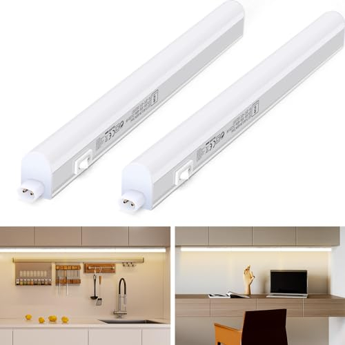 Aigostar LED Leisten 4W 480lm 230V Unterbauleuchte Küche LED mit Schalter 4000K Natürliches Licht Schrank Leuchten Küchenunterbauleuchten 31,3 CM, 2PCS