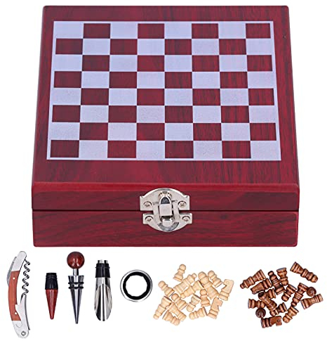 AONYAYBM Ensemble Ouvre-vin en Forme D'échecs, Ensemble à Vin en Acier Inoxydable avec Boîte Scellée, Kit D'ouvre-vin Durable Facile à Utiliser, Tire-bouchon Manuel Multifonctionnel pour la Cuisine