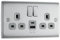 BG Electrical Double Switched Power Wall Plug Socket with Type A and Type C USB Charging Ports, Nexus Metal, Brushed Steel, Grey Inserts, 13A, 12W, NBS22UAC12G