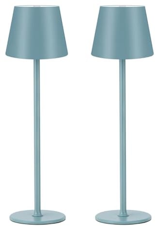 2 pezzi LED dimmerabile lampada da tavolo senza fili, ricaricabile, luce calda 3000 K, lampada da tavolo per interni ed esterni, con USB-C, alluminio, IP54, impermeabile, nero