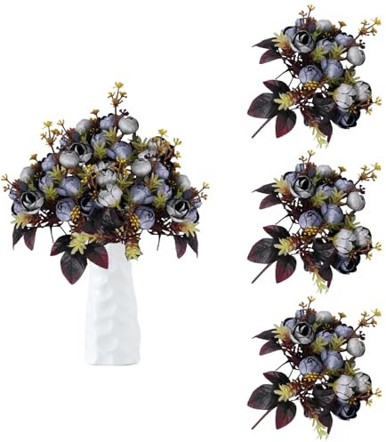 astylishome Fake Flowers 45 Pcs Artificial Flower Simulation Bouquet 32 cm for Crafts False Rose for DIY Wreath Cake Wedding Party Home Garden Decoration Blue 0402