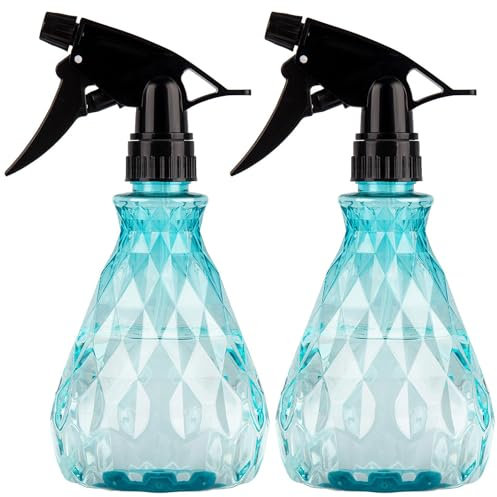 wugongshan 2 Pcs Spray Bottles, 500 ml/17 oz Empty Water Spray Bottles, Plastic Reusable Adjustable Mist Sprayer Squirt Bottles Containers Refillable for Cleaning Solutions, Gardening, Plants (Blue)