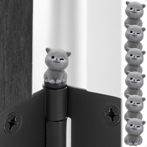 Door Hinge Heads Decorative Topper - Magnetic Hinge Head Cat Set of 6 - British Shorthair Cat Hinge Toppers