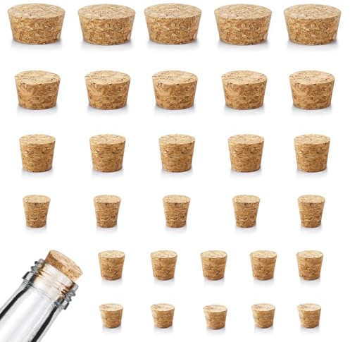 30 Pcs 6 Sizes Tapered Wooden Plugs - Mini Wooden Cork Stoppers for Wine, Beer & Craft Bottles