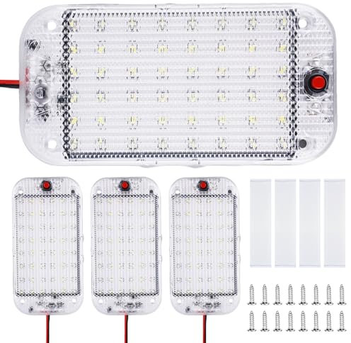 BORDEAG 4 Stück 12V-85V LED Innenbeluchtung Auto, Innenraumbeleuchtung LED, Auto Innen Beleuchtung LED, LED Innenbeleuchtung Für Auto Wohnmobile Lkw Van Universal Beleuchtung