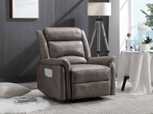 Möbelmeister M&M Exklusiver Ledersessel mit Schlaffunktion und Chesterfield-Design, Braun
