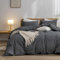 Tospass Baumwolle Bettwäsche 220x240cm Anthrazit Dunkelgrau Unifarben Baumwolle Renforce Bettwaren-Sets Leinenoptik Uni Deckenbezug Elegant Bettbezug mit Reißverschluss und 2 Kissenbezug 80x80cm