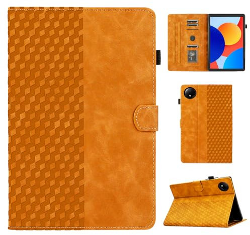 CASAFUNY PU Leather Tablet Protective Case for Xiaomi Redmi Pad SE 8.7 Inch (2024), Orange Multi-Angle Stand Cover