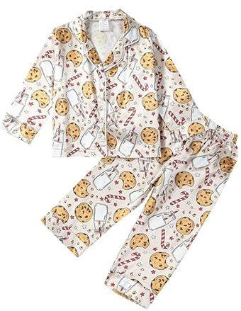 Caziffer Mommy and Me Matching Christmas Pajamas Set Nutcracker Xmas Pjs Set 2 Piece Silk Sleepwear Jemmies for Women Girl (Milk Cookie, 4-5 Years)