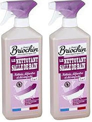 JACQUES BRIOCHIN - Nettoyant salle de bain 3 en 1 : Nettoie, Détartre et Purifie - Parfum huile de pin - 99.9% d'origine naturelle - Ecocert - Fabriqué en France - Pulvérisateur - 750ml (Lot de 2)