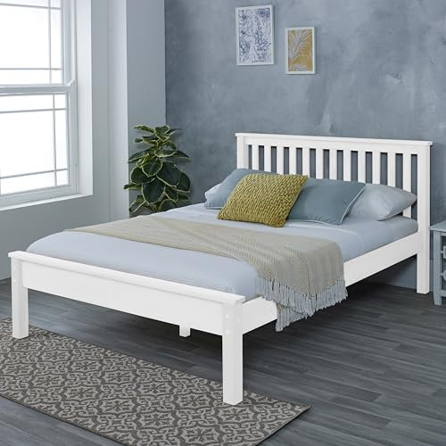 MissionTM Derby Bed Frame, Sustainable Pine, White Finish, Breathable Slatted Design, 5ft King