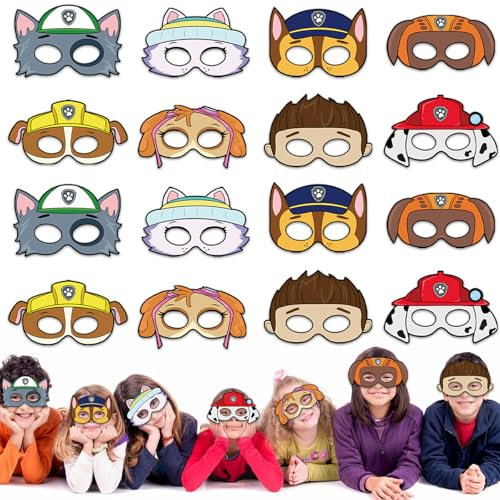 Wirhaut 16 Stück Cosplay Party Masken, Karikatur Kinder Party Masken, Maske Party Geburtstag Deko für Jungen Mädchen Kinder Maskerade Cosplay Party Karneval Weihnachten
