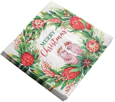 Weihnachtsservietten, Papierservietten für Weihnachten – 20 x dekorative | Party-Servietten aus Papier, Dessert Weihnachten, Gästeservietten für Weihnachten, Krone rot grün, Dessert-Handtuch, Deko