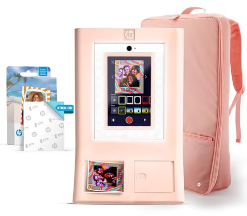 HP Sprocket Photo Booth Machine Instant Color Photo Printer (Pink) STARTER Bundle + Zink Paper (100 Sheets) + Padded Carrying Case