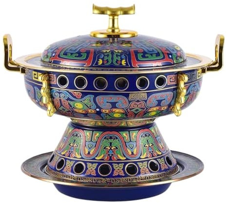 WQZzjm Vintage-Hot Pot, Hot Pot, verdickter Alkoholherd aus reinem Kupfer, kommerzieller Kochtopf für zu Hause mit Verbrühungsschutzgriffen, Shabu-Kocher (blau, 30 x 26 cm)