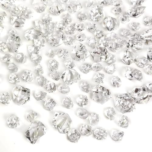 G&S homedeko 520 Pcs Clear Fake Crushed Ice Stones,400g Fake Crystal Stones Ice Sparkly Stoness Fake Diamonds Plastic Ice Cubes Gems for Table Decoration Wedding Display Vase Fillers Art Crafts