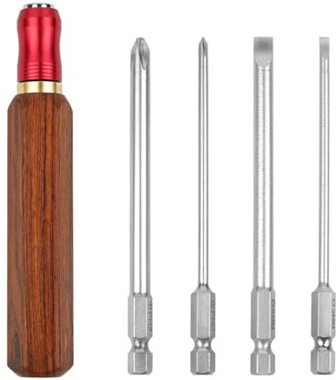 Tournevis à manche en bois adapté aux vis à croisement plates, poignée en bois ergonomique puissante pour réparation de meubles