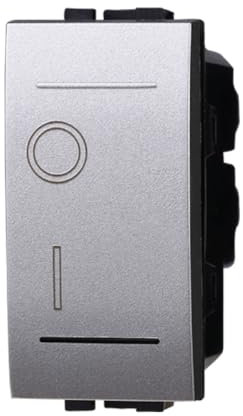 Interruttore 0-1, Modulo Grigio, Compatibile Con BTicino Living, frutti, interruttori, pulsanti, deviatori, dimmer, sensori, PIR, buzzer, Per Placche originali e compatibili
