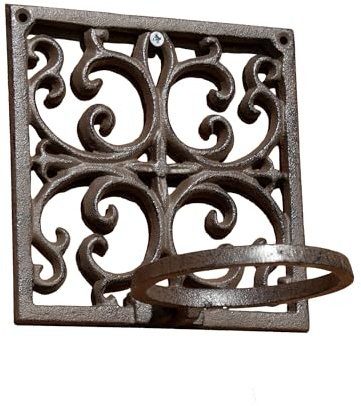 Darthome Square Cast Iron Plant Pot Holder 19x19cm Heart Lattice Antique Style Wall Mount Planter