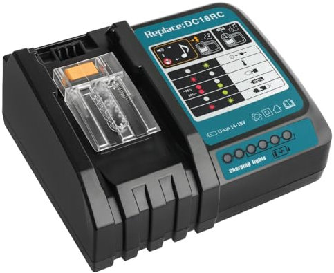 Waitley Upgraded DC18RC Fast Charger for Makita 14.4V/18V Lithium-ion Batteries – Compatible with BL1815, BL1820, BL1830, BL1840B, BL1850, BL1860, BL1450