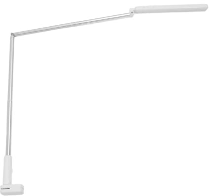 SUPYINI LED Desk Lamp, Clamp Eye-Caring Telescopic Arm Foldable Table Light for Manicure Sturdy Office Reading, with 360° Rotatable Dual Axes, 112 Beads (Black)