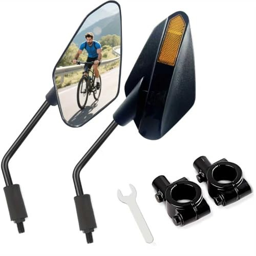 Homieway Fahrradspiegel,2 Stück Fahrrad Rückspiegel, HD Echtglas Fahrradspiegel für E-Bike, Extra Große Spiegelfläche, Mountainbike Rückspiegel,Fahrrad Spiegel für Lenker (22-25mm)