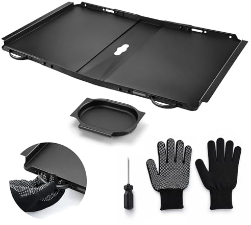 babikeen Ersatz-Fettauffangschale für Gasgrill, Universal Fettschale 24-30 Länge 15,5 Breite, für 3/4/5 Brenner, Einstellbare Grilltropfschale, Rostfest Schwarzes Metall, Einfach Montiert