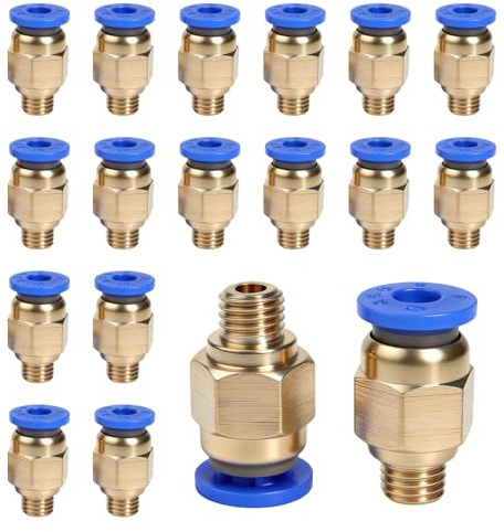20 Stück PC4-M6 Pneumatik-Adapter für 3D‑Drucker — PC4-M6 PTFE Tube Connector,Gerader PC4‑M6 Adapter Kompatibel mit PTFE Schlauch 3D Drucker und Filament Connector für mm Filament