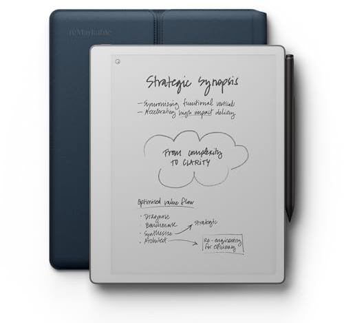 reMarkable Paper Pure mit Marker Plus und Sleeve Folio – Ozeanblau | 10,3-Zoll-Papier-Tablet mit Schwarz-Weiß-Display, digitales e-ink Notizbuch zum Denken, Schreiben und Lesen