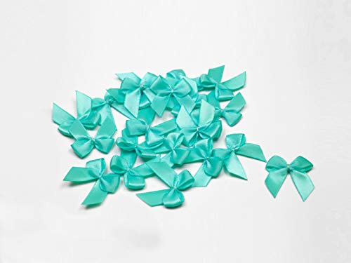 20 Stück Satinschleifen 2,5x3cm (aqua/hell türkis 314) // Deko Schleifen für Hochzeit Taufe Kommunion Applikation Streudeko einfarbig