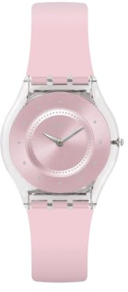 Swatch Damen Analog Quarz Uhr mit Silikon Armband SFE111