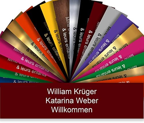 Personalisierte PVC Briefkastenschild mit selbstklebender Rückseite – 10 x 2,5 cm – Lasergravur – 20 Farben verfügbar (Bordeauxrot)