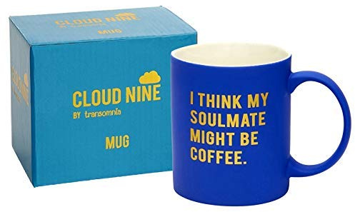 Transomnia Blue Ceramic Coffee is my Soulmate Boxed Mug Novelty Gift for Coffee Lover