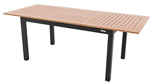 Doppler Expert Esstisch, anthrazit/Holzoptik, Aluminium, 150-210x90 cm, ausziehbar