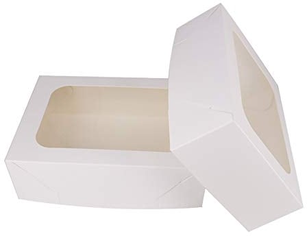 zmybcpack ZMCYN 20 Pack 8 Inch White Cookie Boxes with Window, 8” x 5.75” x 2.5” White Cake Bakery Boxes for Cookies, Pastries, Biscuits, Pie