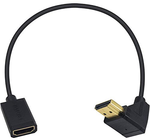 Duttek Câble d'extension HDMI 4K, extrêmement fin à angle vers le bas, câble HDMI mâle vers femelle compatible avec Nintendo Switch, PS5, PS4, Roku TV Stick, lecteur Blu-ray, etc. 30 cm