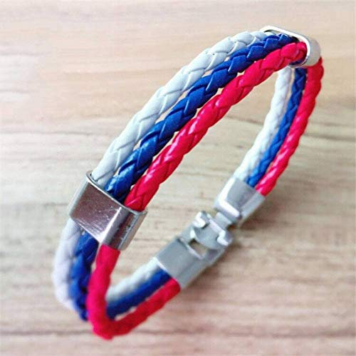 BVFRA Damen Lederarmband,Vintage Boho Geflochtene Verstellbare Punk Echtleder Charm Mehrschichtige Rot Blau Leder Armbänder Männer Frauen Jungen