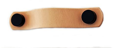 KALETYA LEATHER CRAFTSMAN - 1 Stück Ledergriffe für Möbel 96 mm, Schrank Griffe für Kommoden oder Schubladen - Natürliche Lederfarbe/Schwarze Knöpfe