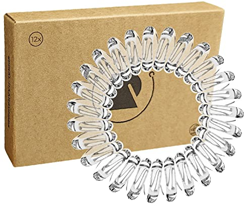 Reskthetic - hochwertige Spiral Haargummi (transparent), schonend zum Haar, nachhaltig, umweltfreundlich, (Telefonkabel, Zopfgummis) für Mädchen & Frauen/Damen (12 x 4 cm)