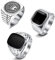 JeweBella 3 Stück Siegelring Herren Edelstahl Vintage Punk Biker Ring Set Gothic Krone Schmuck für Männer Damen Größe 54-70